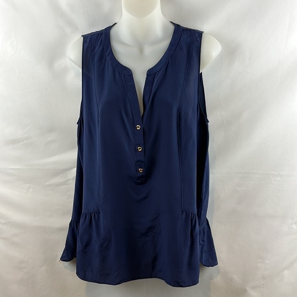 Lilly Pulitzer Kery 100% Silk Blue Tank Top Blouse Size M - Picture 5 of 11